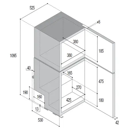 Vitrifrigo DP150i AirLock 150 Litre 2 Door Fridge Freezer 12/24VDC- DP150i 044916 051585 Vitrifrigo