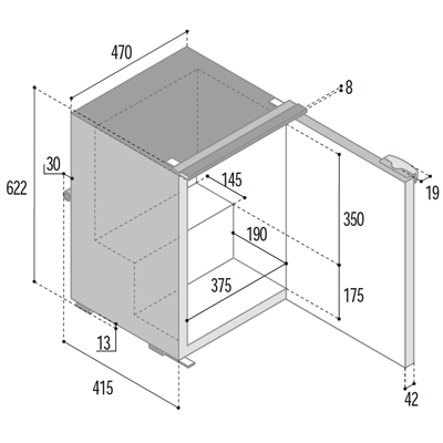 Vitrifrigo C60i Standard 60 Litre Fridge Freezer - Flush Fitting Frame - C60i 043584 - DC Fridge